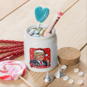 Donald Trump Christmas Santa Claus Art Candy Jar