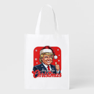 Donald Trump Christmas Santa Claus Art Grocery Bag
