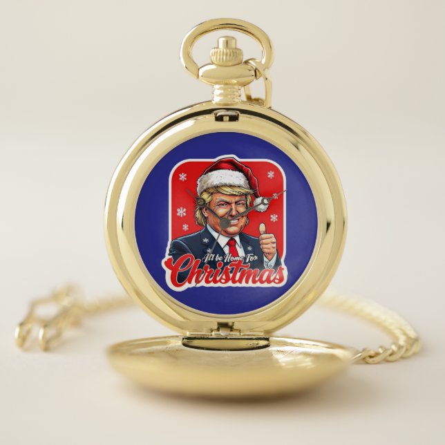 Donald Trump Christmas Santa Claus Art Pocket Watch (Inside)