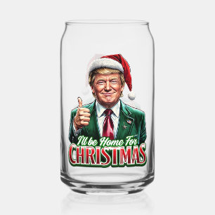 Donald Trump Christmas Santa Hat Thumbs Up Can Glass