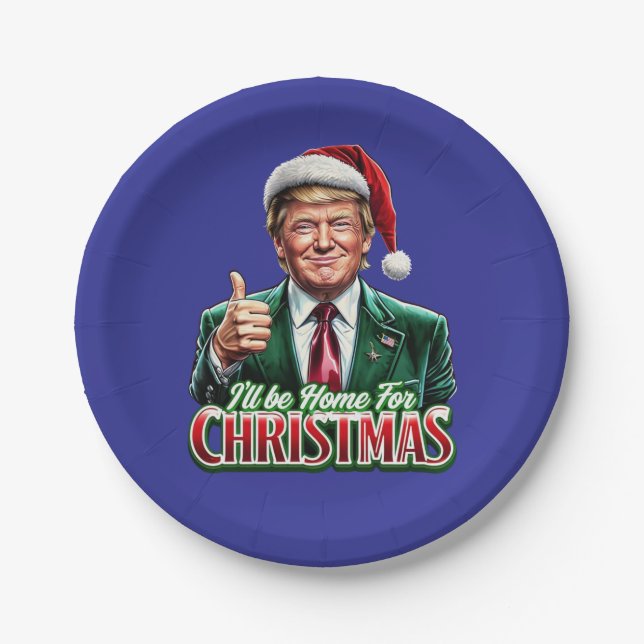 Donald Trump Christmas Santa Hat Thumbs Up Paper Plates (Front)