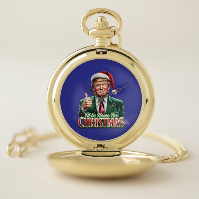 Donald Trump Christmas Santa Hat Thumbs Up Pocket Watch (Inside)
