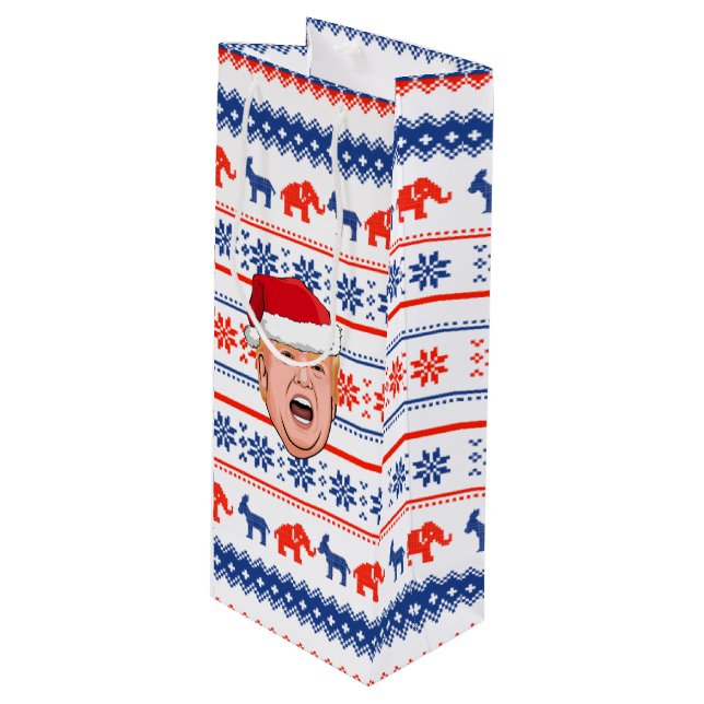 DONALD TRUMP Christmas Wine Gift Bag (Front Angled)