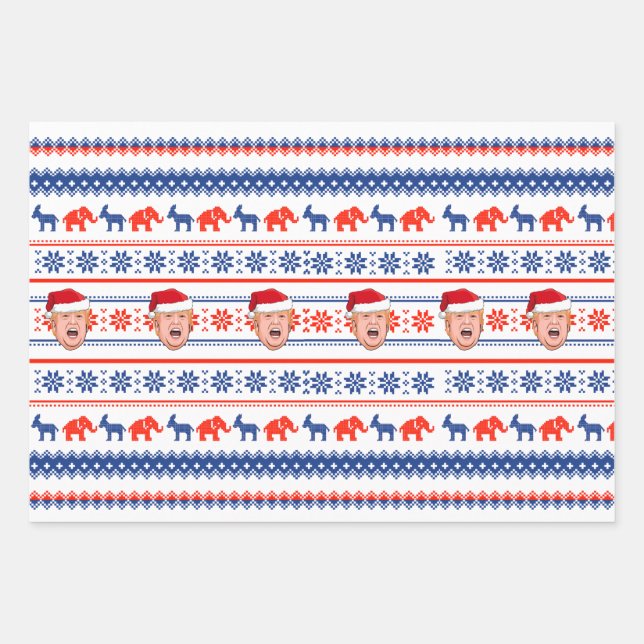 DONALD TRUMP Christmas Wrapping Paper Sheets (Front)