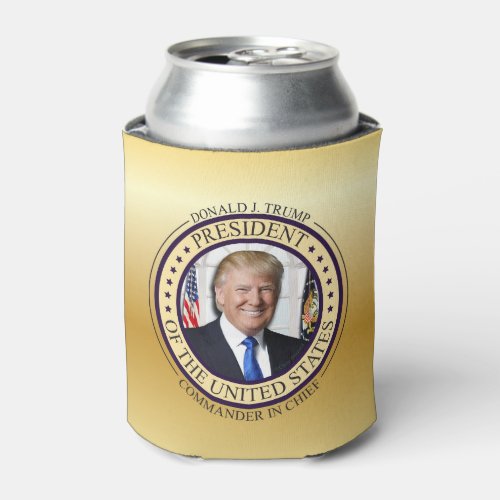 DONALD TRUMP COMMANDER IN CHIEF GOLD PRESIDENTIAL CAN COOLER
