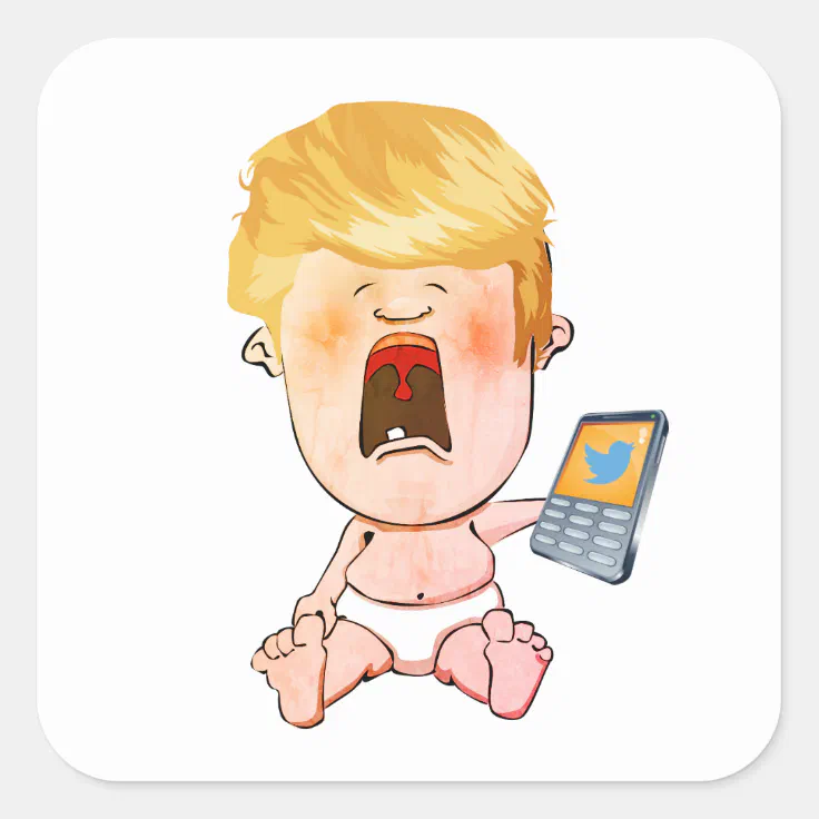 Donald Trump Crying Baby Square Sticker | Zazzle