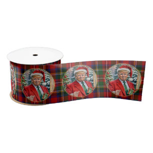 Donald Trump Dancing Santa Christmas 3" Luxury Satin Ribbon