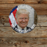 Donald Trump  Dart Board<br><div class="desc">The board features an image of Donald Trump. Add your funny text message and have fun during the USA elections.</div>