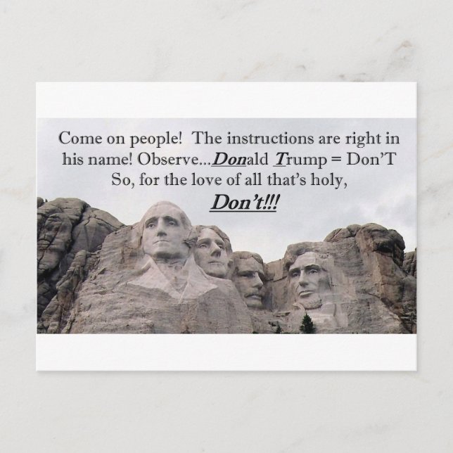 Donald Trump = Don'T Postcard (Front)