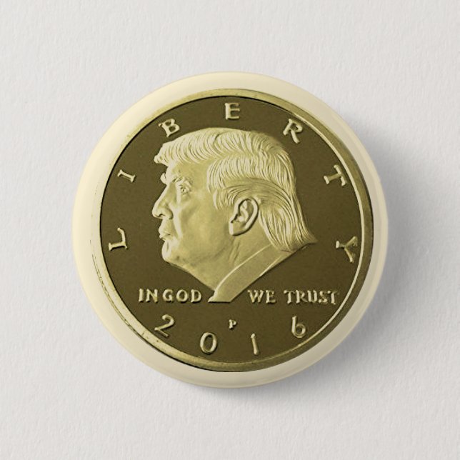 Donald Trump Double Eagle Gold coin Pinback Button (Front)
