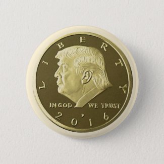Donald Trump Double Eagle Gold coin Pinback Button