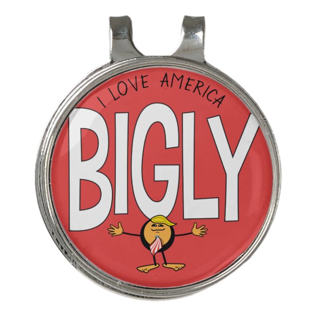 Donald Trump Emoji - I Love America Bigly Golf Hat Clip (Front)