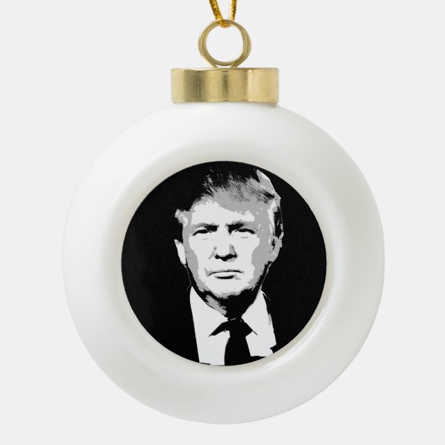 Donald Trump Face Ceramic Ball Christmas Ornament (Front)