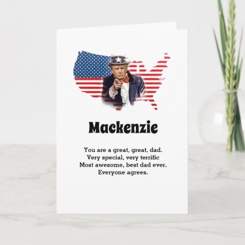 Donald Trump Fathers Day Add Name Funny Dad Card