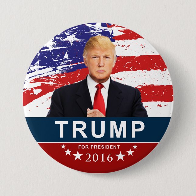 Donald Trump for President 2016 3 Inch Round Butto Pinback Button (Front)