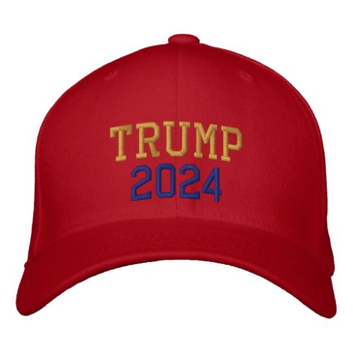 Donald Trump for President 2024 Election Red Gold Embroidered Baseball Cap