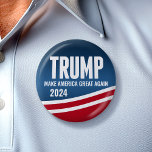 Donald Trump for President 2024 - Modern Swoop Button<br><div class="desc">A modern,  minimal design for the Republican candidate. A blue gradient with red and white wavy stripes in support of Trump 2024. Show your love for the guy who will run for President.</div>