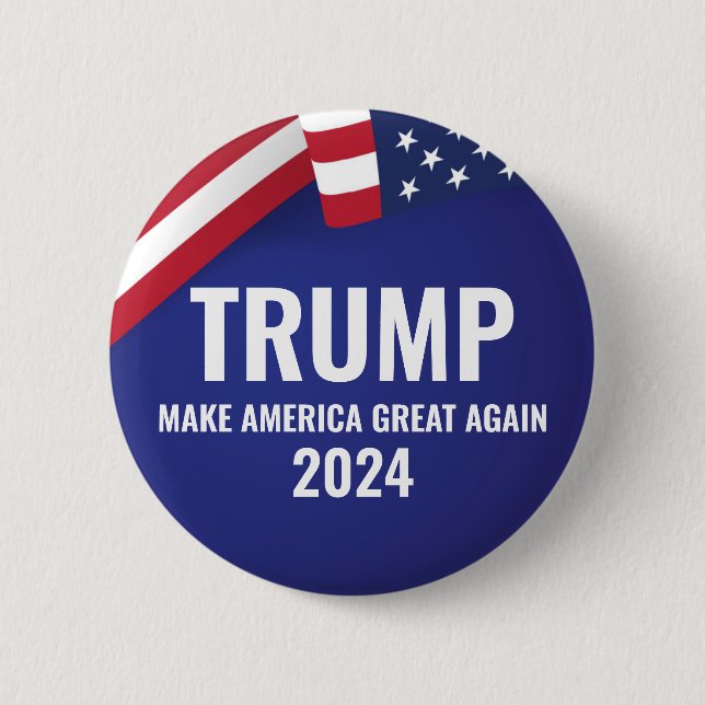 Donald Trump For President 2024 Modern Swoop  Button (Front)