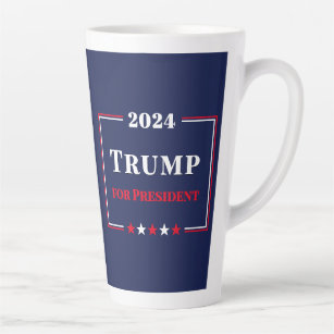Donald Trump for President 2024 Red White Blue USA Latte Mug
