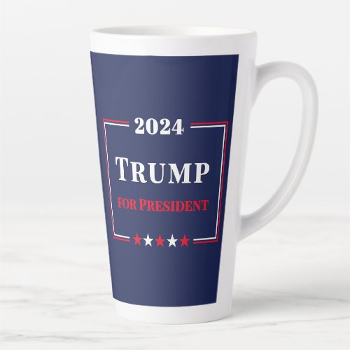 Donald Trump for President 2024 Red White Blue USA Latte Mug