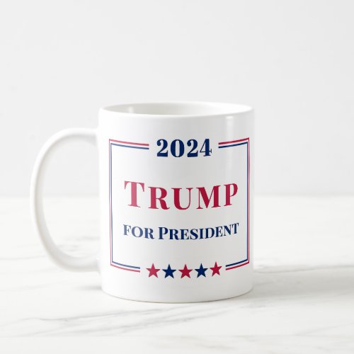 Donald Trump for President 2024 USA Red White Blue Coffee Mug