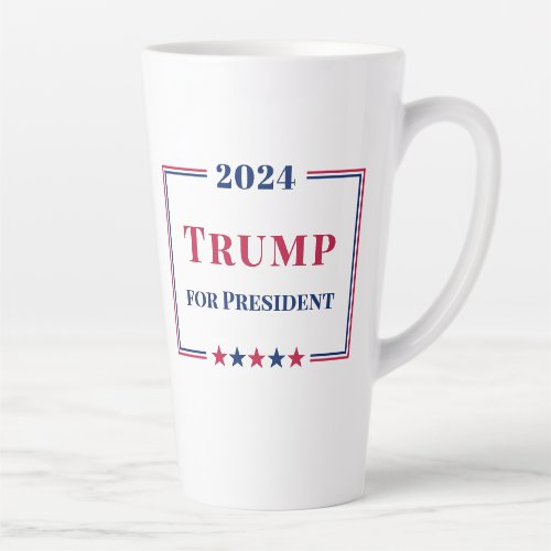 Donald Trump for President 2024 USA Red White Blue Latte Mug