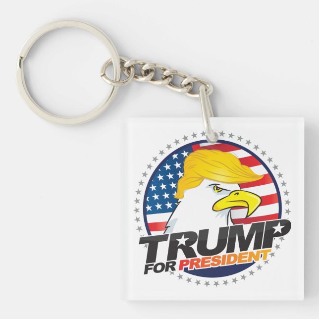 Donald Trump For President Eagle Hair Keychain (Front)