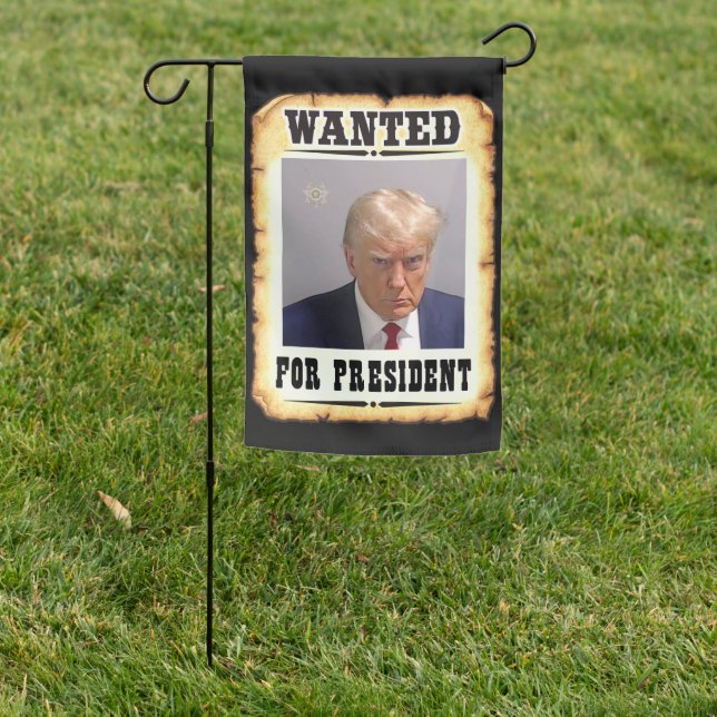 Donald Trump For President Mug Shot Garden Flag (In SItu)