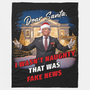 Donald Trump Funny Joke, Dear Santa, fake news Fleece Blanket