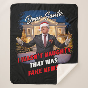 Donald Trump Funny Joke, Dear Santa, fake news Sherpa Blanket