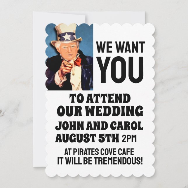 DONALD TRUMP FUNNY WEDDING INVITATIONS  (Front)