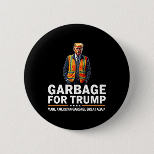 Donald Trump Garbage Orange Reflective Safety Vest Button