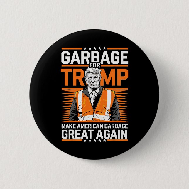 Donald Trump Garbage Orange Reflective Safety Vest Button (Front)