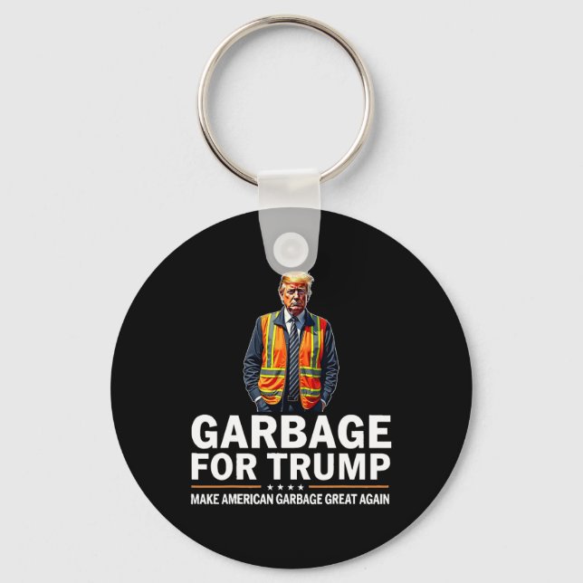 Donald Trump Garbage Orange Reflective Safety Vest Keychain (Front)