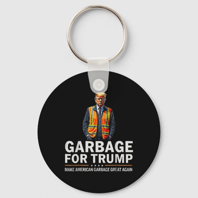 Donald Trump Garbyge Orange Reflective Safety Vest Keychain (Front)