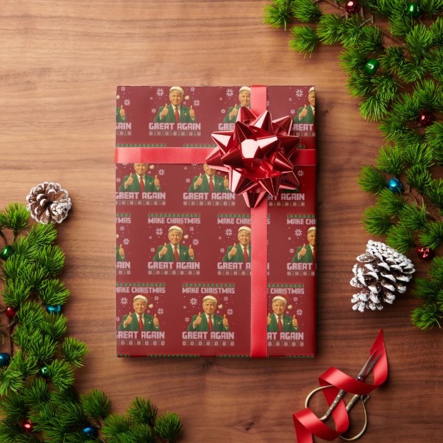Donald Trump Gift Wrap, Make Christmas Great Again Wrapping Paper (Holiday Gift)