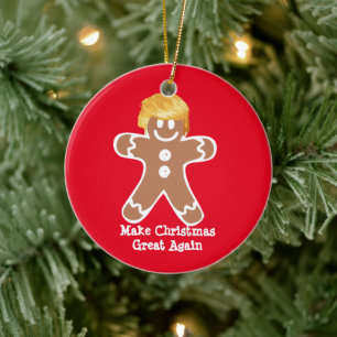 Donald Trump Gingerbread man  Ceramic Ornament