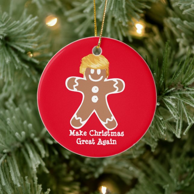 Donald Trump Gingerbread man  Ceramic Ornament (Tree)