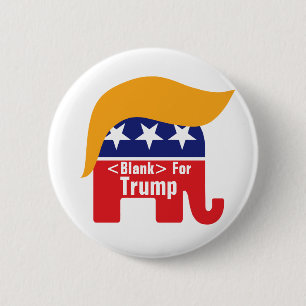 Donald Trump GOP Elephant Hair - Add Custom Text Pinback Button