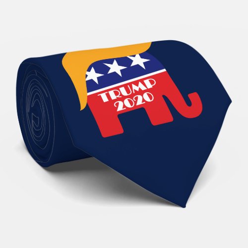 Donald Trump Hair GOP Elephant Logo 2020 Neck Tie