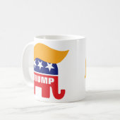 Donald Trump Hair GOP Elephant Logo Coffee Mug (Front Left)