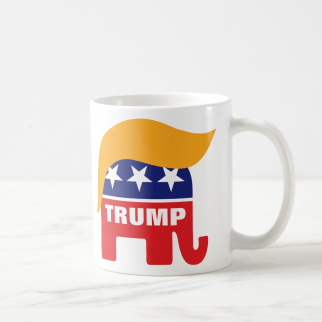 Donald Trump Hair GOP Elephant Logo Coffee Mug (Right)