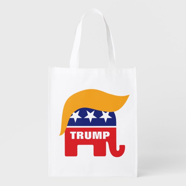 Donald Trump Hair GOP Elephant Logo Grocery Bag (Front)