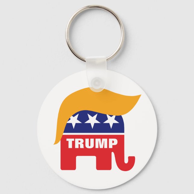 Donald Trump Hair GOP Elephant Logo Keychain (Front)