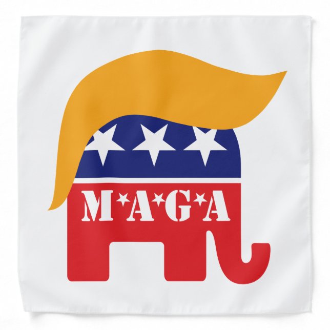 Donald Trump Hair GOP Elephant Logo MAGA Bandana (Front)