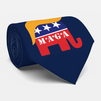 Donald Trump Hair GOP Elephant Logo MAGA Neck Tie