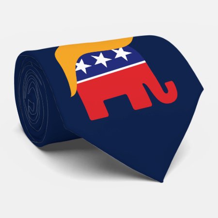 Donald Trump Hair Gop Elephant Logo Neck Tie