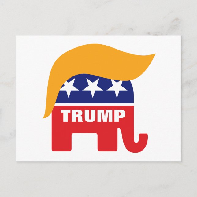 Donald Trump Hair GOP Elephant Logo Postcard (Front)