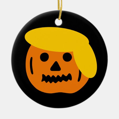 Donald Trump Halloween pumpkin head carving Ceramic Ornament