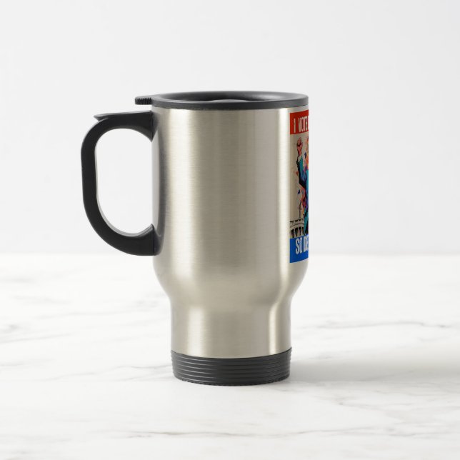 DONALD TRUMP - I VOTED FOR TRUMP, SO DEAL WITH IT! TRAVEL MUG (Left)